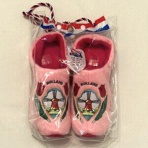 World of Clogs Dutch Holland Slippers Pink Women's 5-6 Embroidery Tulips NEW